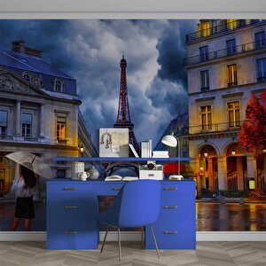 Yağmurlu Günde Eyfel Kulesi Manzarası Duvar Kağıdı - Dkm479029 300x240 cm