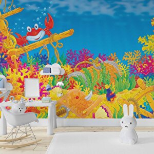 Deniz Altı Dünyası Yengeçli Duvar Kağıdı Baskı - Dkm375059 525x260 cm