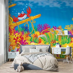 Deniz Altı Dünyası Yengeçli Duvar Kağıdı Baskı - Dkm375059 525x260 cm