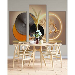 3 Boyutlu Altın Geyik Desenli Duvar Kağıdı - Dkm803082