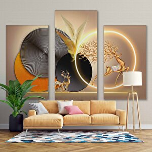 3 Boyutlu Altın Geyik Desenli Duvar Kağıdı - Dkm803067 200x280 cm