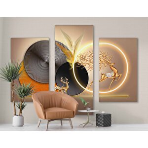 3 Boyutlu Altın Geyik Desenli Duvar Kağıdı - Dkm803067