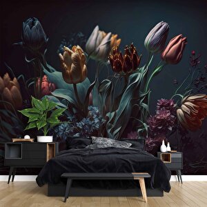 Karanlık Çiçek Temalı Duvar Kağıtları - Dkm596095 375x300 cm