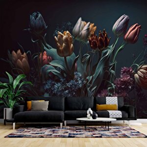 Karanlık Çiçek Temalı Duvar Kağıtları - Dkm596092 300x300 cm