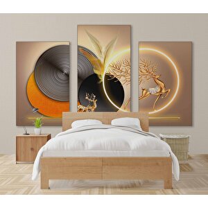 3 Boyutlu Altın Geyik Desenli Duvar Kağıdı - Dkm803083 700x280 cm