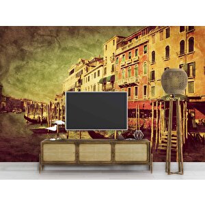 Nostalji İtalya Venedik Manzaralı Duvar Kağıdı - Dkb947015 475x200 cm