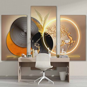 3 Boyutlu Altın Geyik Desenli Duvar Kağıdı - Dkm803003 150x200 cm