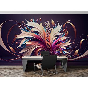 3 Boyutlu Mor Kurdale Çizim Desenli Duvar Kağıdı - Dkm823093