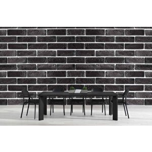 3 Boyutlu Siyah Tuğla Desenli Duvar Kağıdı - Dkm653114