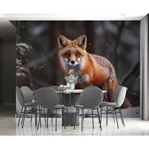 Kar Ve Tilki Manzaralı Duvar Kağıdı - Dkm835017