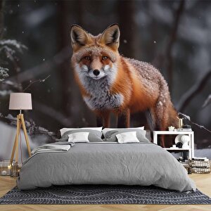 Kar Ve Tilki Manzaralı Duvar Kağıdı - Dkm835092 300x300 cm