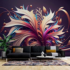 3 Boyutlu Mor Kurdale Çizim Desenli Duvar Kağıdı - Dkm823113 300x315 cm
