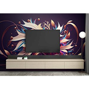 3 Boyutlu Mor Kurdale Çizim Desenli Duvar Kağıdı - Dkm823113 300x315 cm