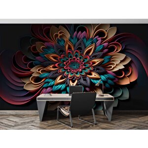 3 Boyutlu Rengarenk Çiçek Desenli Duvar Kağıdı - Dkm792115