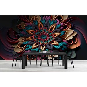 3 Boyutlu Rengarenk Çiçek Desenli Duvar Kağıdı - Dkm792115