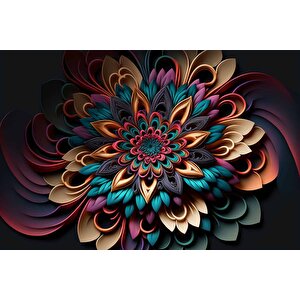 3 Boyutlu Rengarenk Çiçek Desenli Duvar Kağıdı - Dkm792115