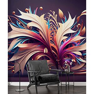 3 Boyutlu Mor Kurdale Çizim Desenli Duvar Kağıdı - Dkm823057