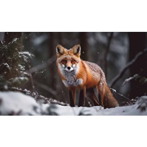 Kar Ve Tilki Manzaralı Duvar Kağıdı - Dkm835102