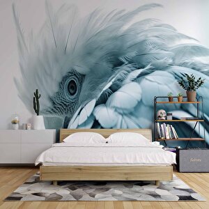 Mavi Papağan Temalı Duvar Kağıdı - Dkm997103 600x300 cm