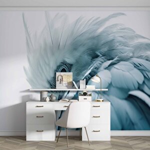 Mavi Papağan Temalı Duvar Kağıdı - Dkm997018 550x200 cm