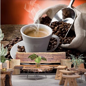 Çuvalda Kahve Cafe Duvar Kağıdı Baskı - Dkm303076 425x280 cm