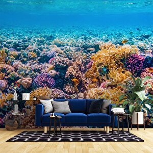 Akvaryum Mercan Manzaralı Duvar Kağıdı - Dkm769124 600x315 cm