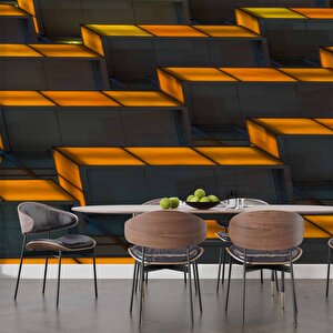 Gölgeli Geometrik Şekilli Duvar Kağıdı Baskı - Dkm525113