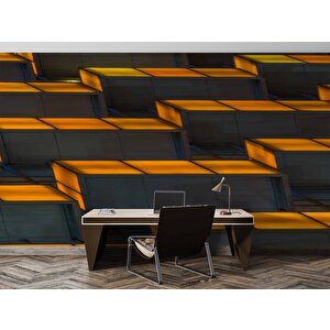 Gölgeli Geometrik Şekilli Duvar Kağıdı Baskı - Dkm525001