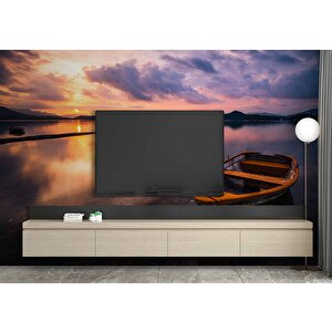 Sandal Göl Günbatımı Manzaralı Duvar Kağıdı Baskı - Dkm240065 100x280 cm