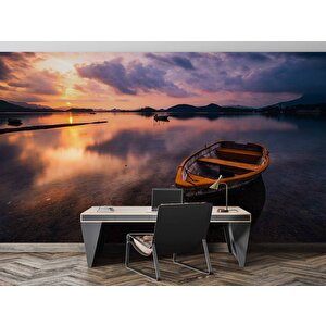 Sandal Göl Günbatımı Manzaralı Duvar Kağıdı Baskı - Dkm240065
