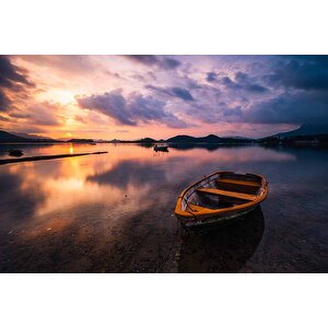 Sandal Göl Günbatımı Manzaralı Duvar Kağıdı Baskı - Dkm240057