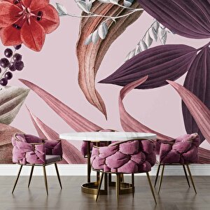 Mor Yaprak Desenli Duvar Kağıdı Baskı - Dkm548107