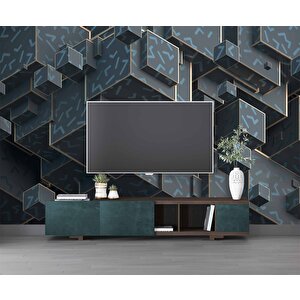 3 Boyutlu Yeşil Küp Temalı Duvar Kağıdı - Dkm633003 150x200 cm