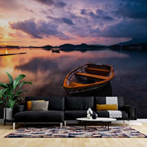 Sandal Göl Günbatımı Manzaralı Duvar Kağıdı Baskı - Dkm240071 300x280 cm
