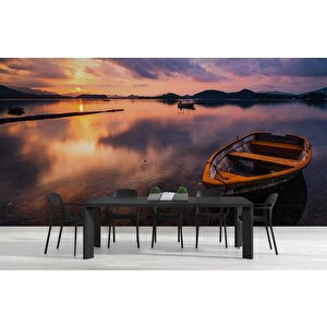 Sandal Göl Günbatımı Manzaralı Duvar Kağıdı Baskı - Dkm240054