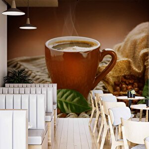 Fincanda Kahve Duvar Kağıdı Baskı - Dkm294043 900x240 cm