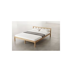 Masif Ahşap Başlıklı Karyola 100x200 Cm Doğal Ahşap Natural