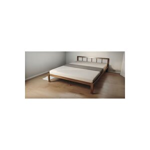 Masif Ahşap Başlıklı Karyola 100x200 Cm Ceviz
