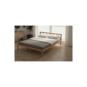 Masif Ahşap Başlıklı Karyola 160x200 Cm Doğal Ahşap Natural