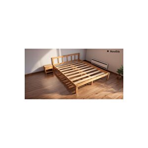 Masif Ahşap Başlıklı Karyola 160x200 Cm Doğal Ahşap Natural