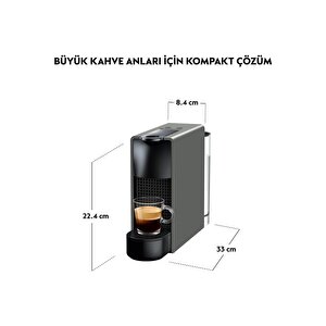 C35 Grey Essenza Mini Gri Kahve Makinesi Ve Süt Köpürtücü Aksesuar