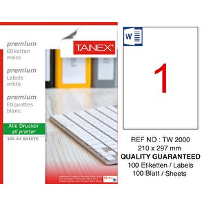 Tanex Tw-2000 210x297mm Laser Etiket 100 Lü