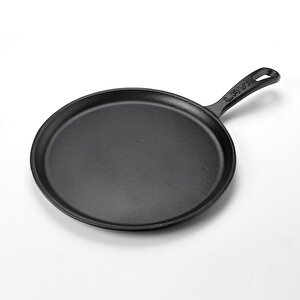 Döküm Yuvarlak Pizza Krep Pankek Tavası Çap(ø)26cm. Döküm Demir Yekpare Saplı