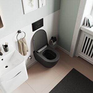 Thin Klozet Kapağı,Mat Siyah,Tak Çıkar-Yavaş Kapanan,Duroplast