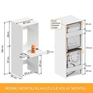 Aqua Bagno Voca Smartbox Çamaşır Ve Kurutma Makinesi Dolabı -Çekmeceli