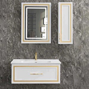 Lineart Jadore Banyo Dolabı 80 Cm Beyaz-altın