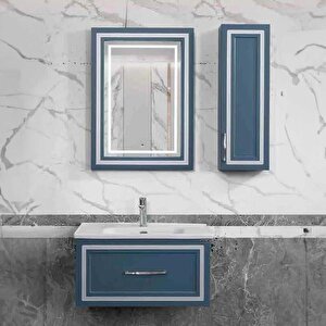 Lineart Jadore Banyo Dolabı 80 Cm Azur Mavi-gümüş