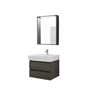 Lineart Plaza Banyo Dolabı 60 Cm Antrasit-meşe