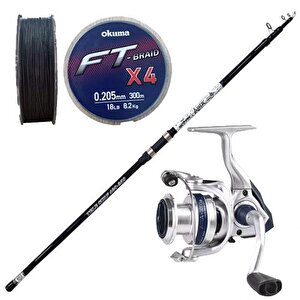 Yekoutdoor Okuma Surf Kamışı Seti Okuma Aria Tele Surf 3,90 Cm 100-200 Gr Surf Kamışı& Okuma Aria-8000a Painting Silver 1bb Olta M