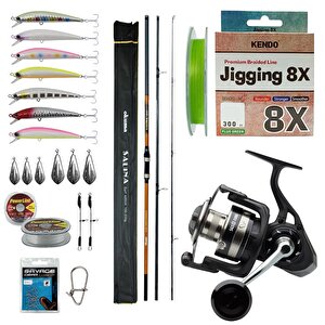 Yekoutdoor Profesyonel Jigging Olta Seti Okuma Salina 420 Cm 3 Parça Surf Kamışı&savage Gear Sgs8 8000fd Olta Makinesi